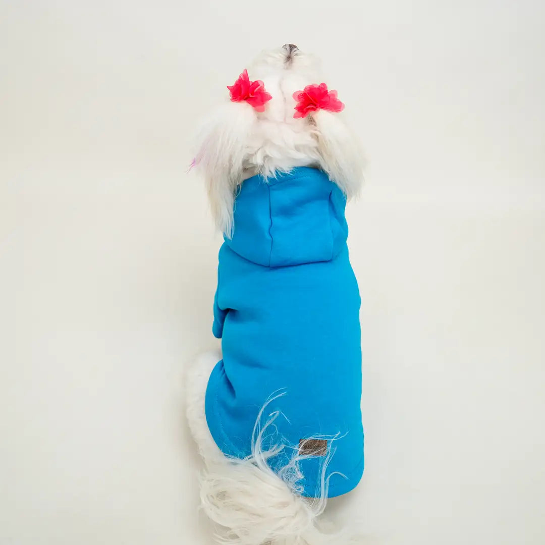 Mavi Baskısız Kedi ve Köpek Sweatshirt Hoodie