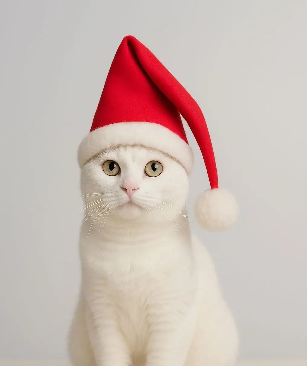 Kırmızı Noel Yılbaşı Köpek Şapkası – Peluş Ponponlu | Küçük ve Orta Irklar İçin