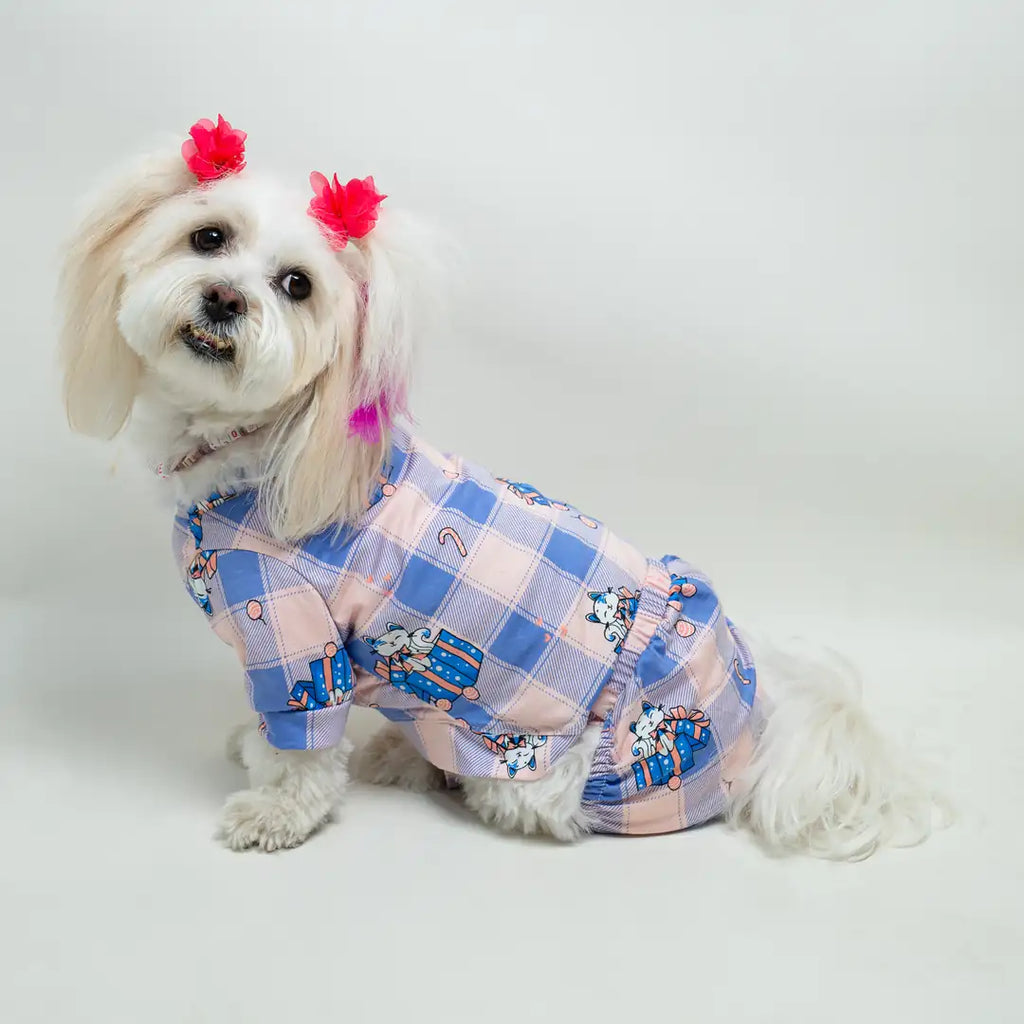 Kedi & Köpekler Için Alt Üst Takım - Kedicik Model Lila Alt Üst Takım (T-SHİRT & ŞORT)