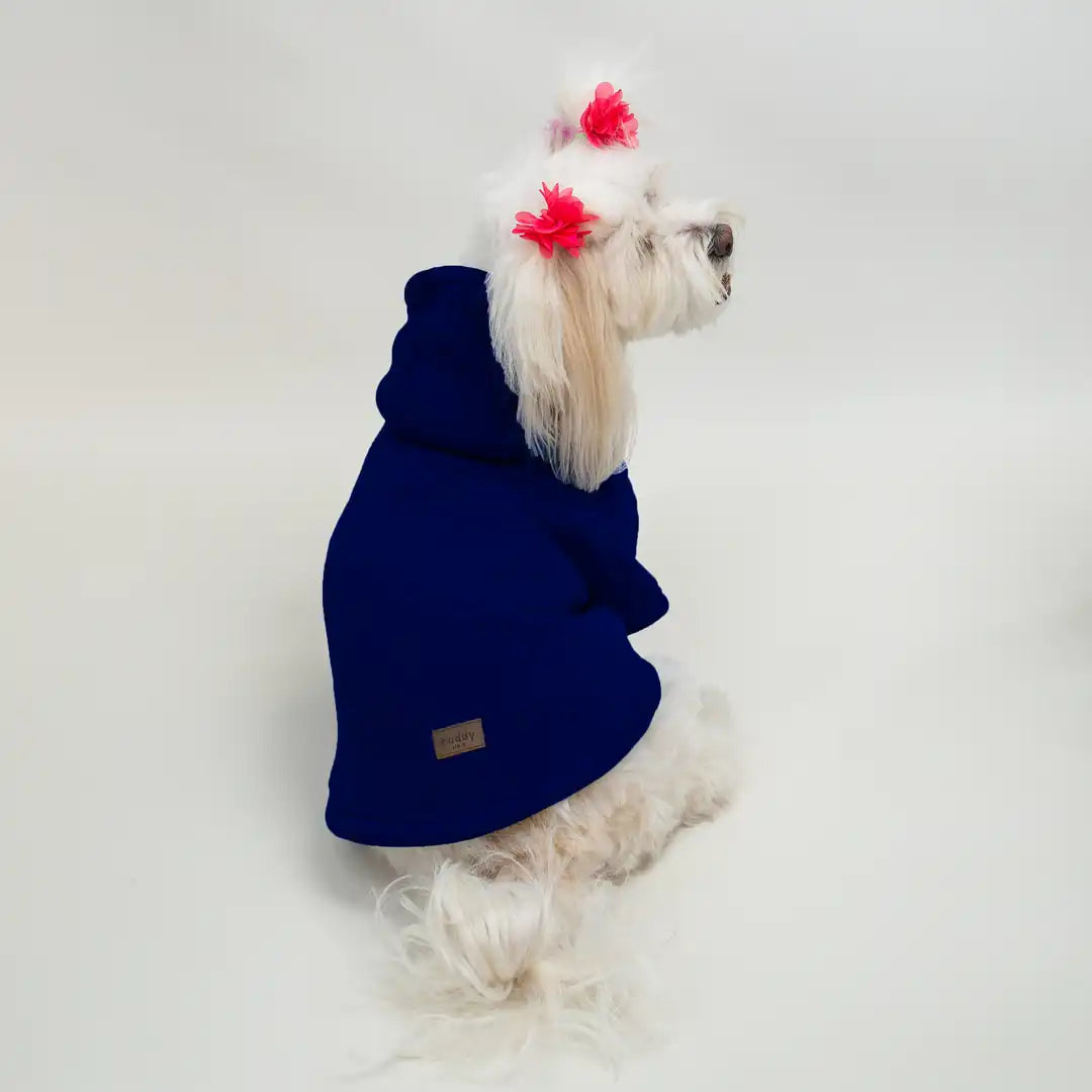 Lacivert Baskısız Kedi ve Köpek Sweatshirt Hoodie