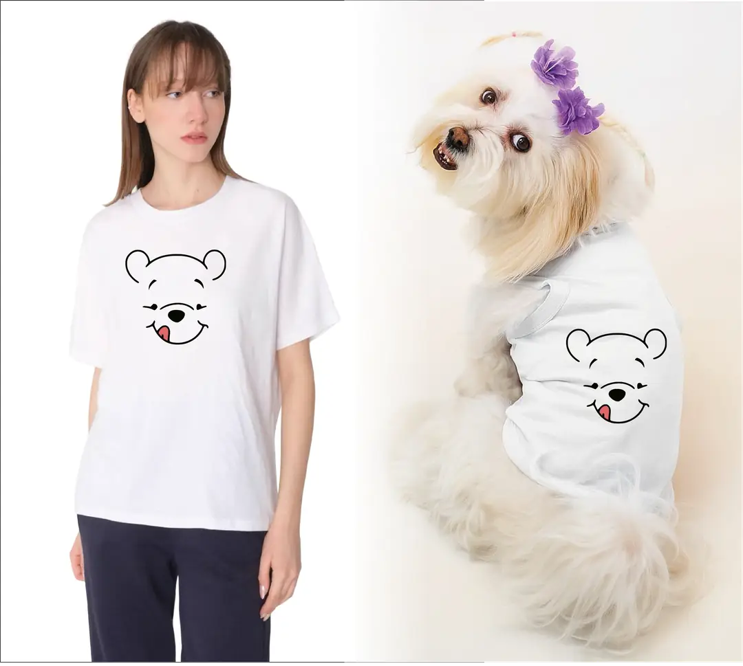 Köpek ve Sahip Kombini - Takım olarak gönderilir Beyaz Baskılı