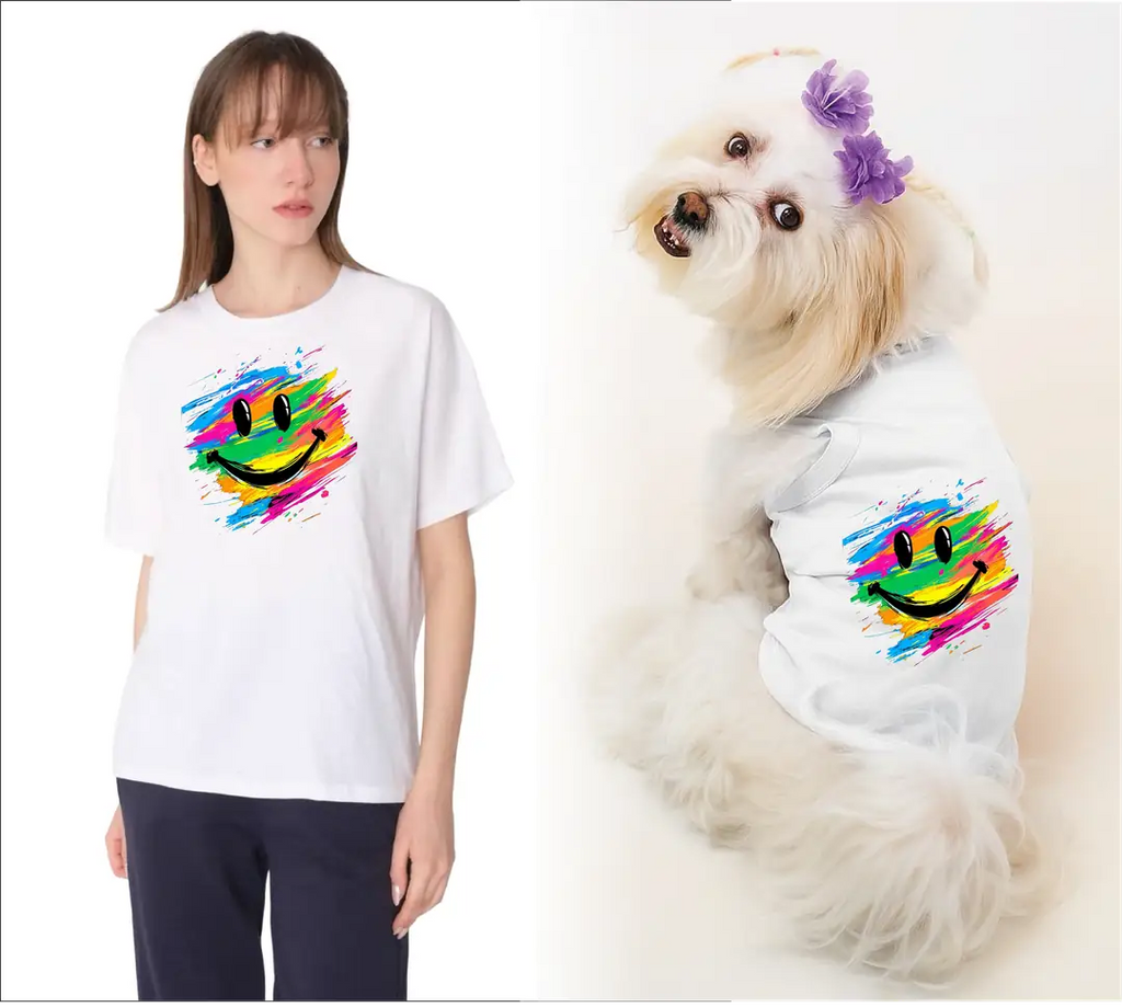 Köpek ve Sahip Kombini - Takım olarak gönderilir Beyaz Baskılı