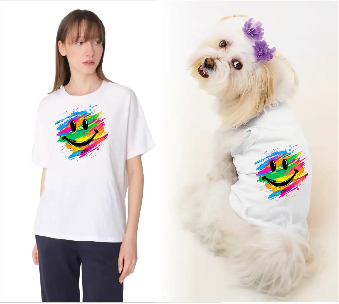 Köpek ve Sahip Kombini - Takım olarak gönderilir Beyaz Baskılı