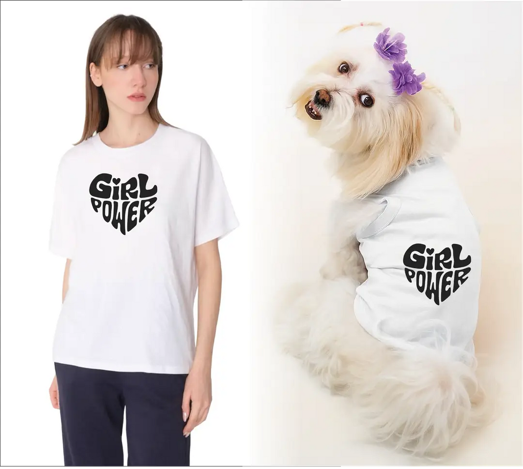 Köpek ve Sahip Kombini - Takım olarak gönderilir Beyaz Baskılı