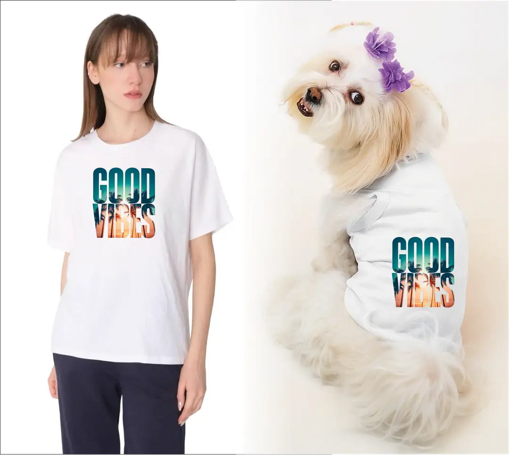 Köpek ve Sahip Kombini - Takım olarak gönderilir Beyaz Baskılı