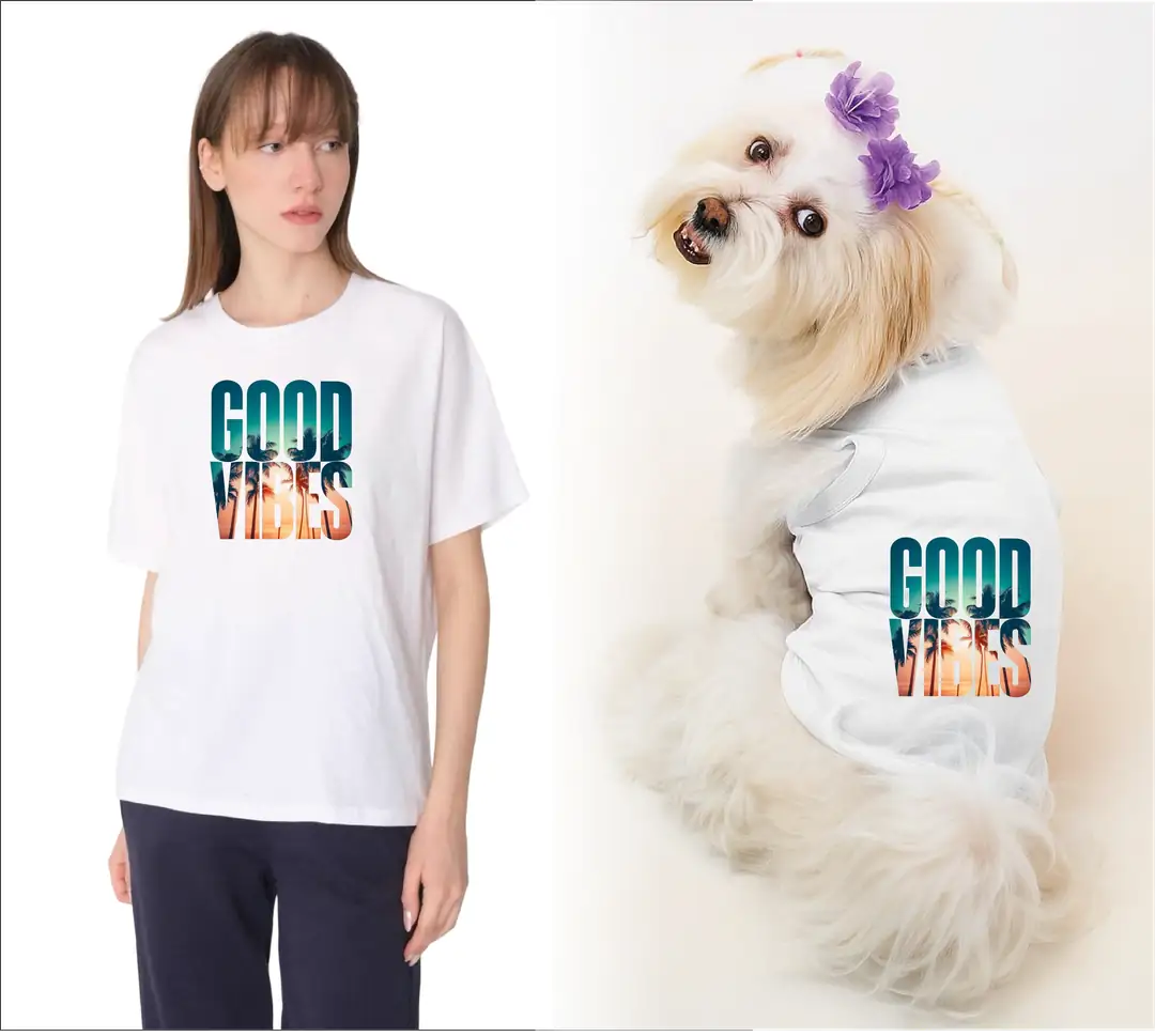 Köpek ve Sahip Kombini - Takım olarak gönderilir Beyaz Baskılı