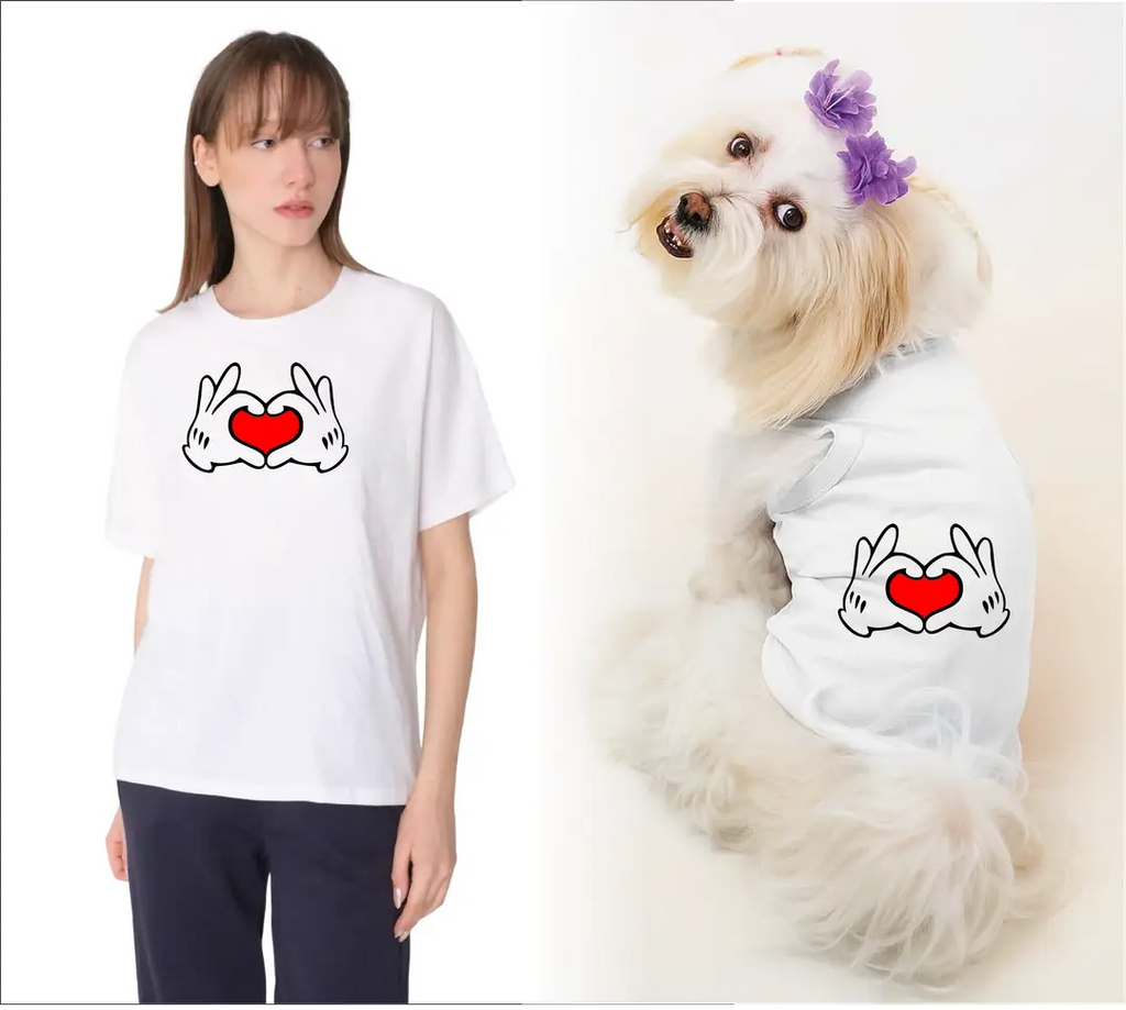 Köpek ve Sahip Kombini - Takım olarak gönderilir Beyaz Baskılı