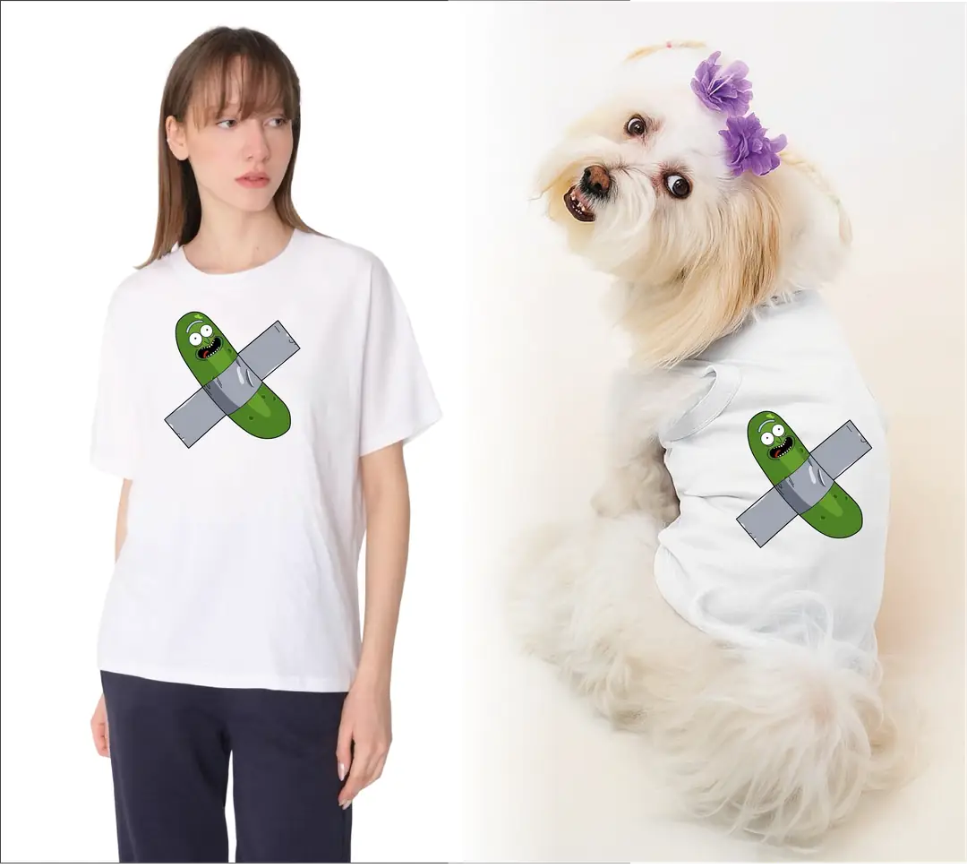 Köpek ve Sahip Kombini - Takım olarak gönderilir Beyaz Baskılı