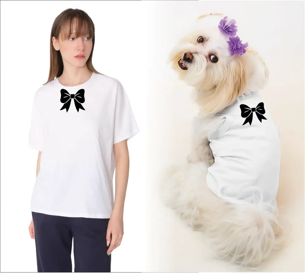 Köpek ve Sahip Kombini - Takım olarak gönderilir Beyaz Baskılı
