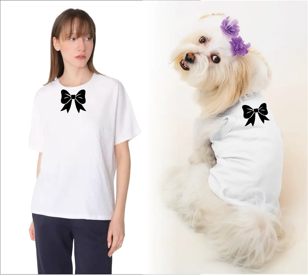Köpek ve Sahip Kombini - Takım olarak gönderilir Beyaz Baskılı