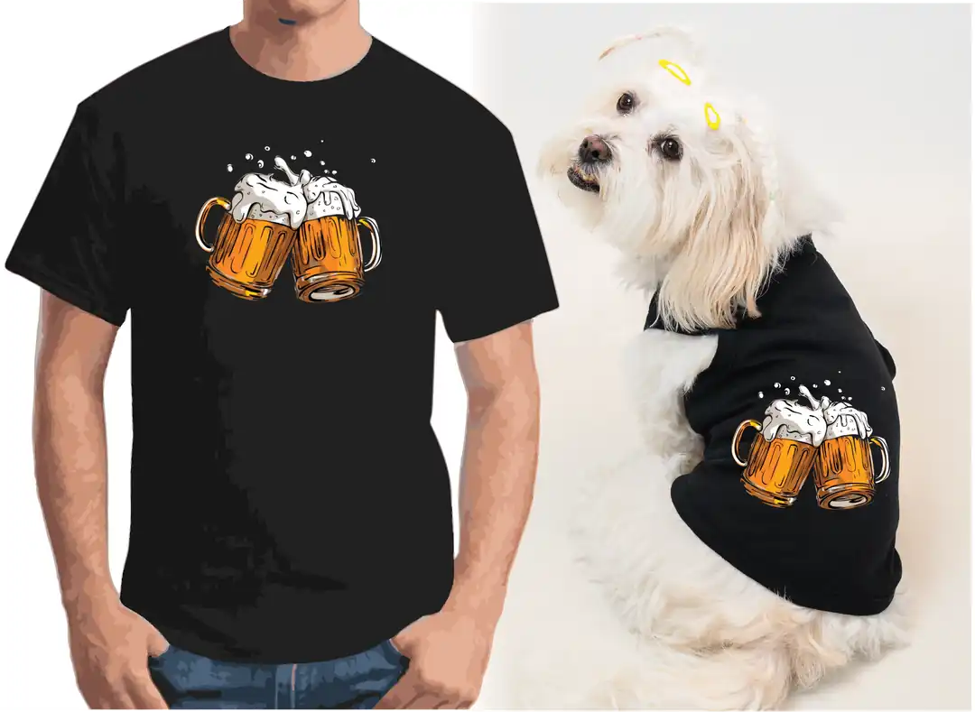 Köpek ve Sahip Kombini - Takım olarak gönderilir Beyaz Baskılı