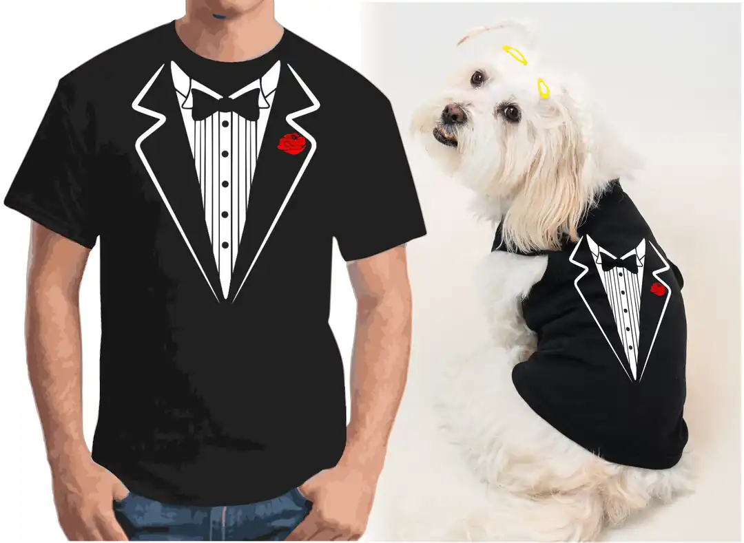 Köpek ve Sahip Kombini - Takım olarak gönderilir Beyaz Baskılı