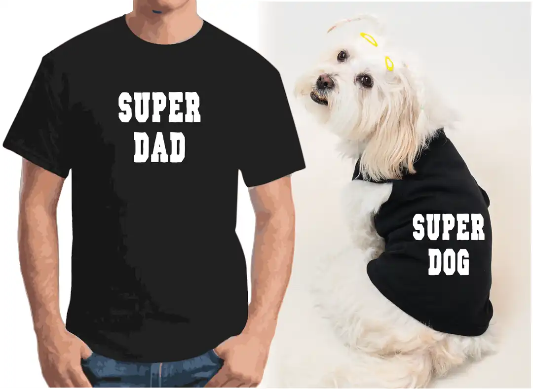 Köpek ve Sahip Kombini - Takım olarak gönderilir Beyaz Baskılı