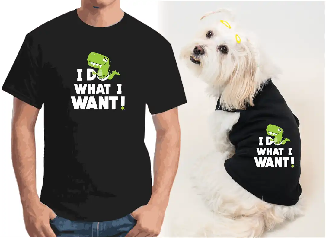 Köpek ve Sahip Kombini - Takım olarak gönderilir Beyaz Baskılı