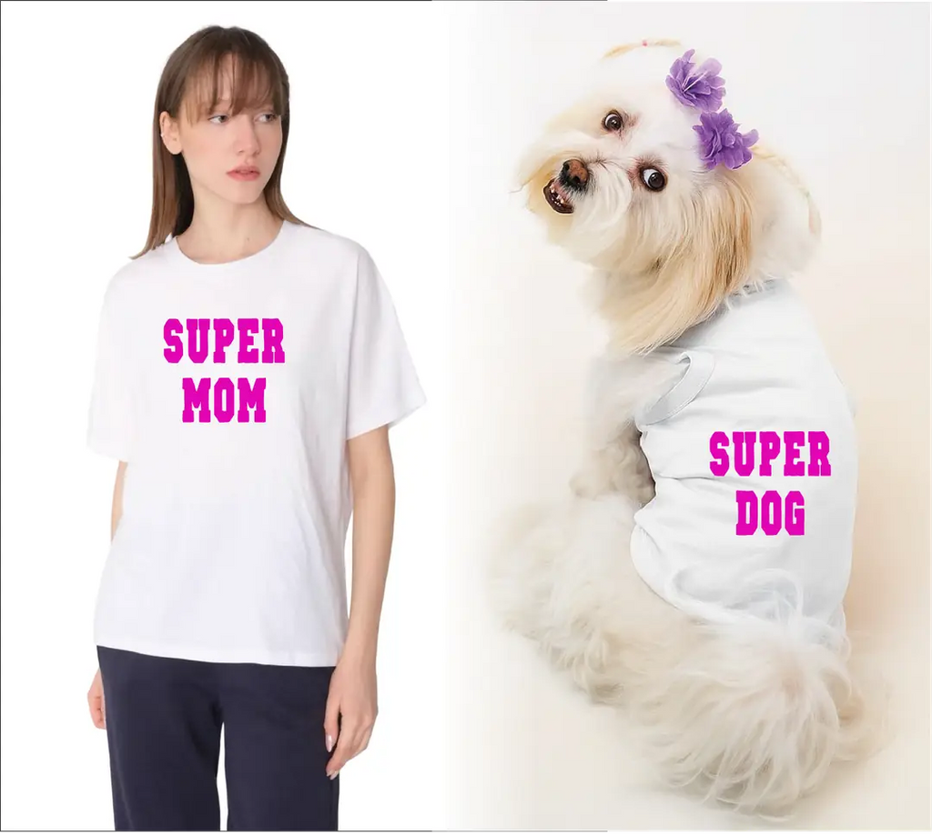 Köpek ve Sahip Kombini - Takım olarak gönderilir Beyaz Baskılı