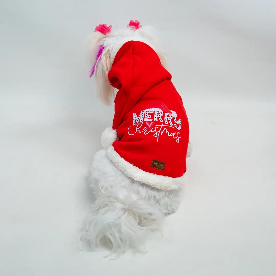 Kırmızı Yılbaşı & Noel Baskılı Kedi ve Köpek Sweatshirt Hoodie