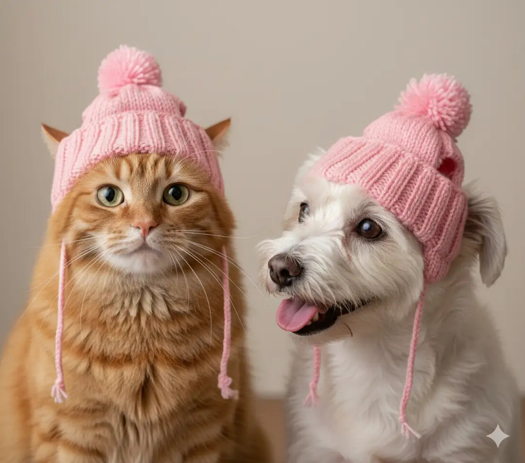 Pembe El Örmesi Ufak ve Orta ırk Kedi ve Köpekler için Tasarlanmış Şapka