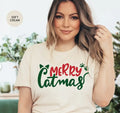 Merry CatMas Baskılı Slim Fit %100 Compact Penye %100 Pamuk Unisex Tshirt