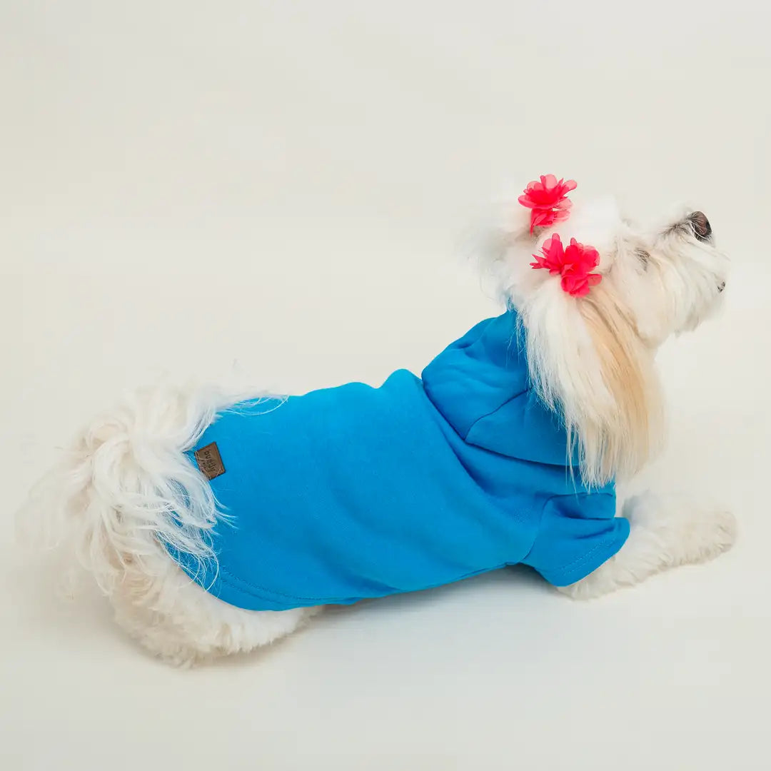 Mavi Baskısız Kedi ve Köpek Sweatshirt Hoodie
