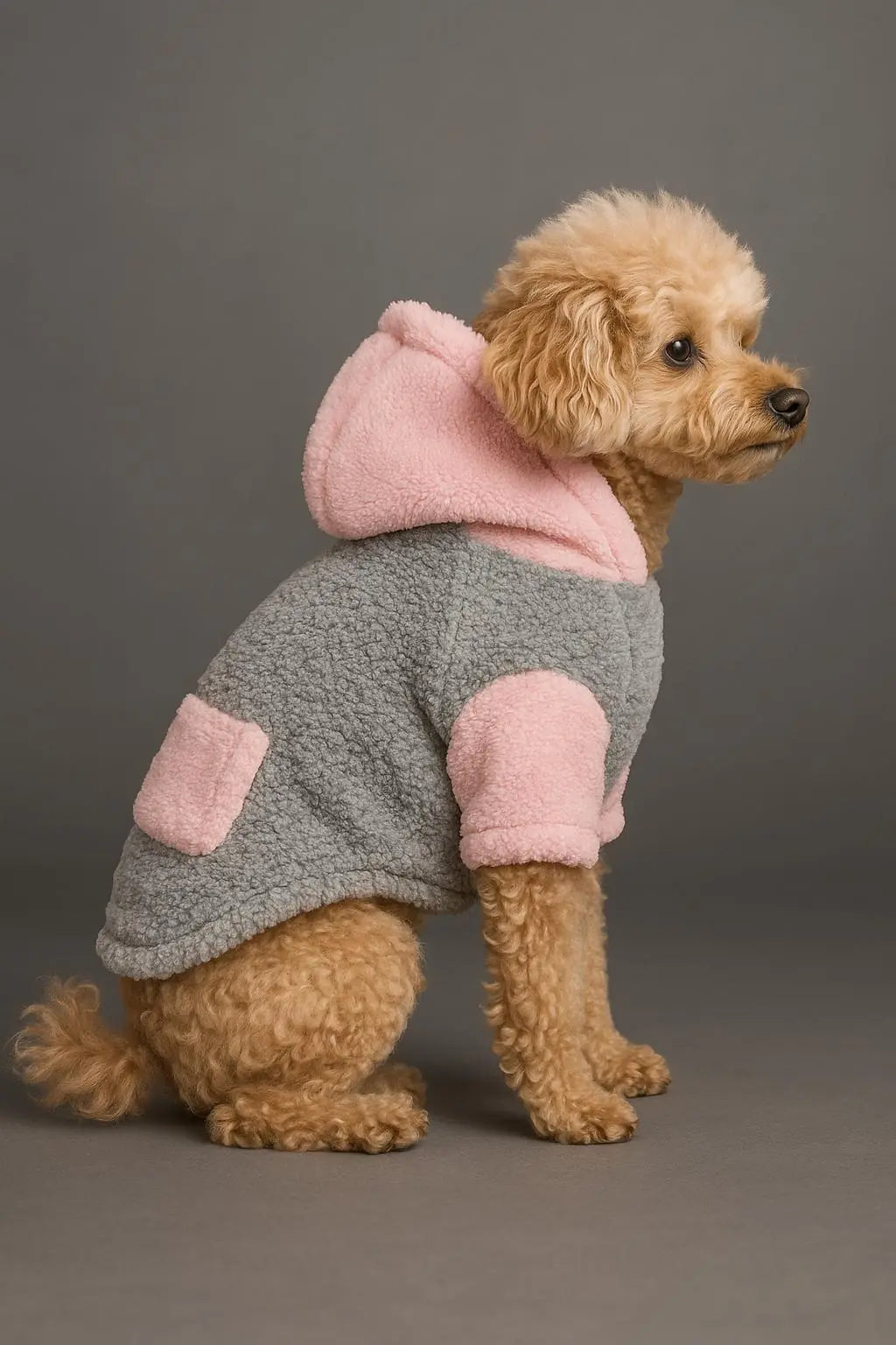 Kontrast Peluş Sweatshirt Hoodie - Kapüşonlu