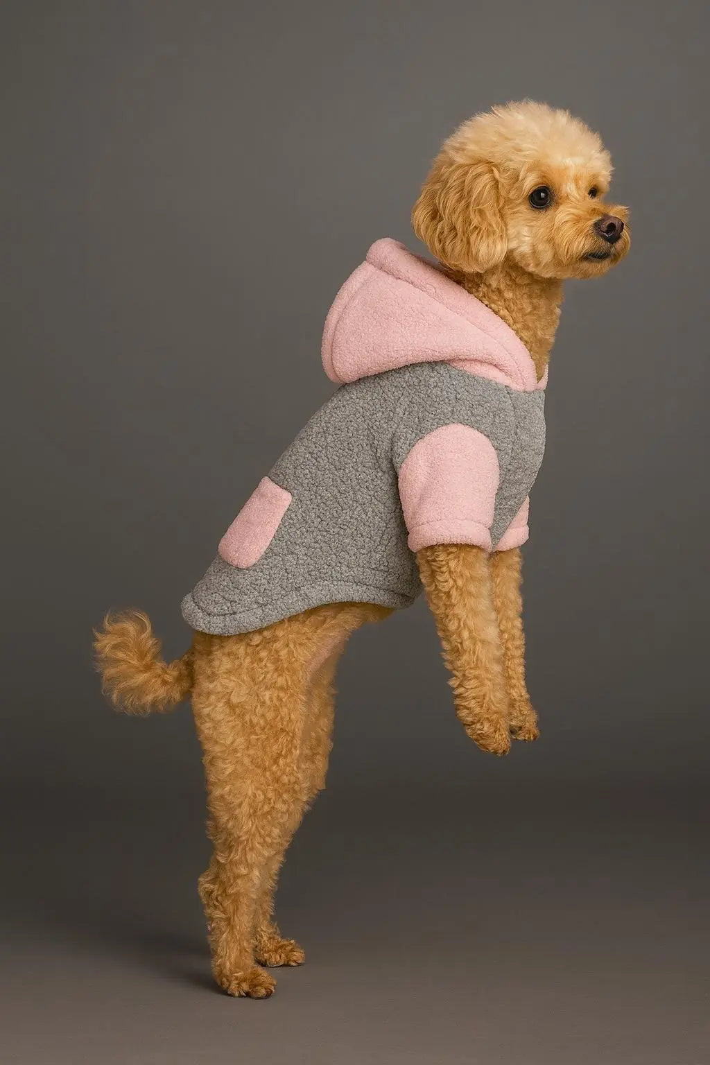 Kontrast Peluş Sweatshirt Hoodie - Kapüşonlu
