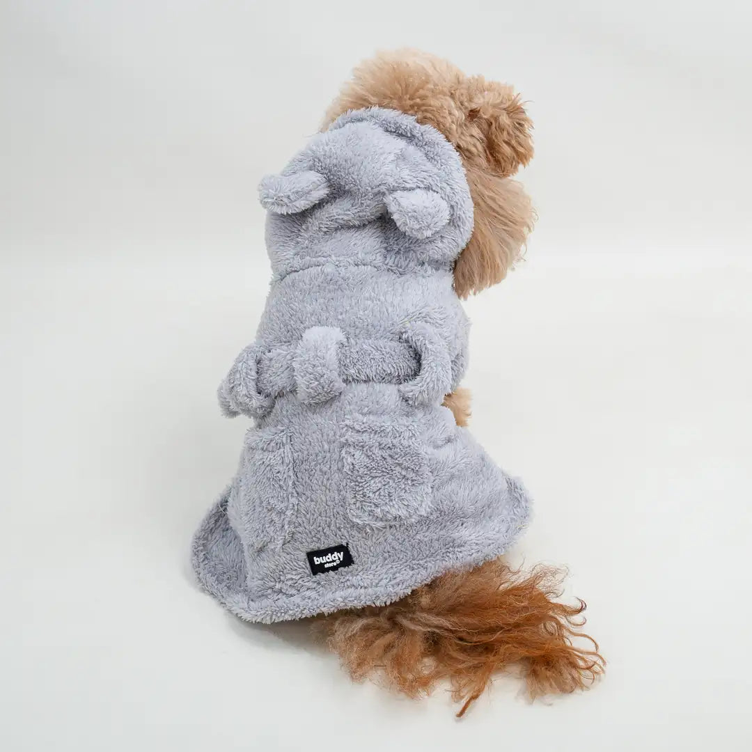 Kedi & Köpek Kıyafeti - Gri Peluş Bornoz